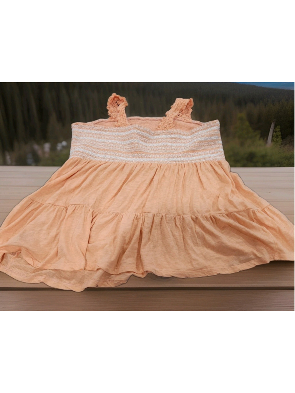 Torrid Womens Cami Top Size 2 ( 2X) Smocked Tiered Peplum Apricot Orange & White